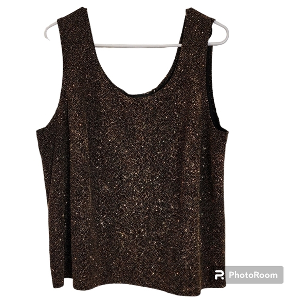 Onyx Nite Womens Black and Gold Sleeveless Top 3X - Picture 1 of 8